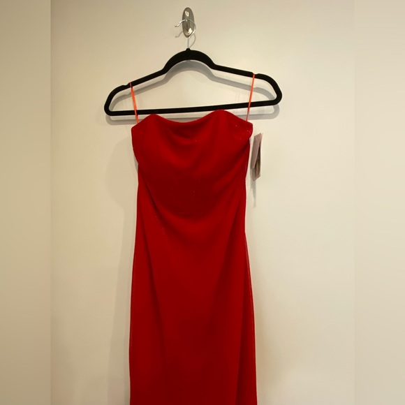 VTG Y2K Jessica McClintock for Gunne Sax Strapless Red Sparkly Dress Deadstock - Picture 6 of 10